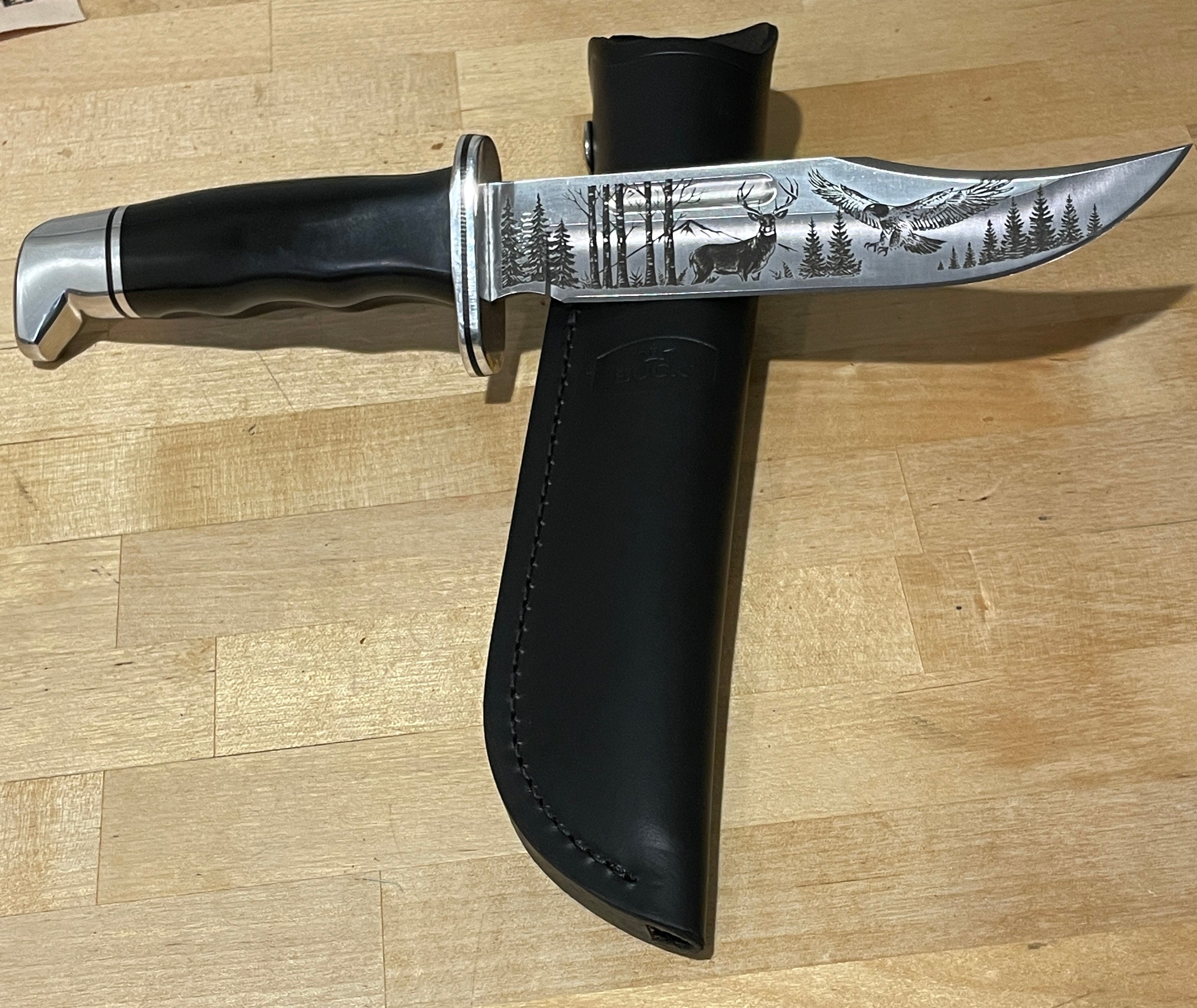 Custom Engraved Buck-Style Hunting Knife – Personalized Blade Design